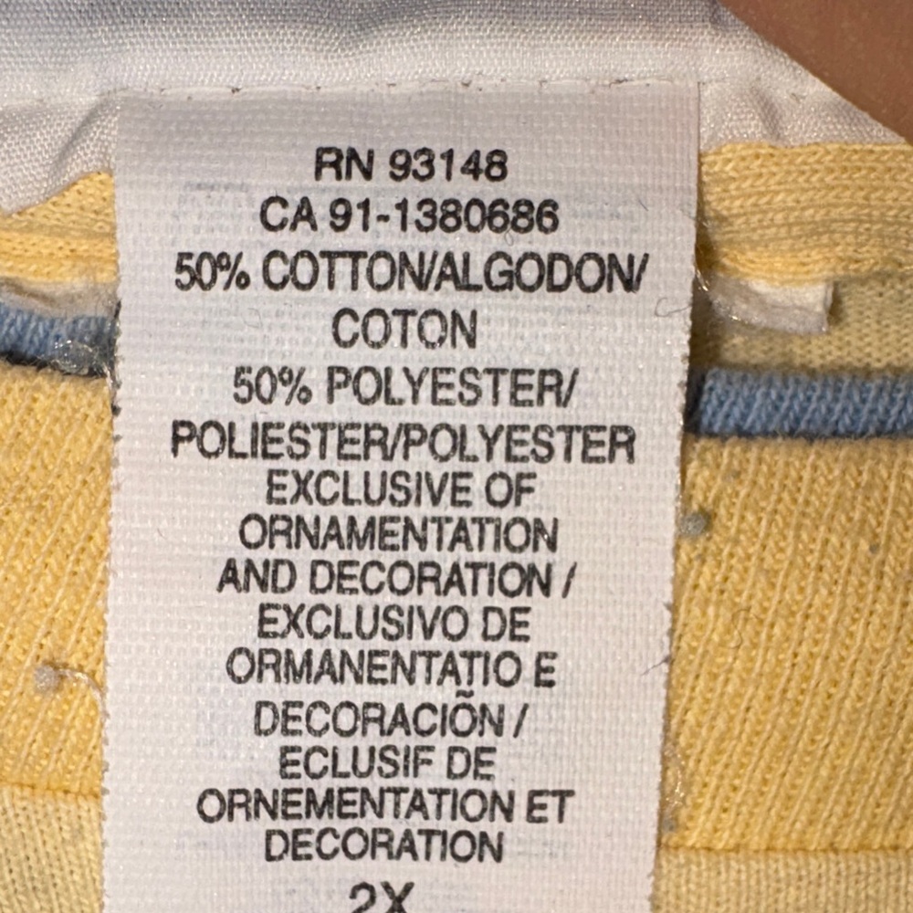 Charming Yellow Short Sleeve Women's Tee with Floral Kitchen Design. 2X - Picture 5 of 7